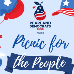 Blue and Red Illustrated 4th of July Party Poster